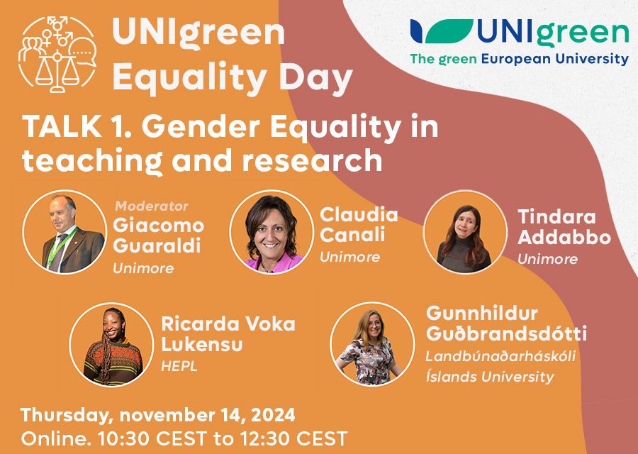 UNIgreen Equity Days. Talk 1: Gender Equality in teaching and research. November 14, 2024