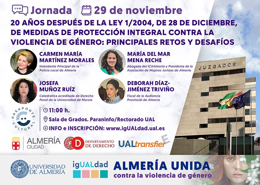 igUALdad: Cartel 20 años después de la Ley 1/2004, de 28 de diciembre, de medidas de protección integral contra la Violencia de Género: Principales retos y desafíos. 29 Noviembre 2024